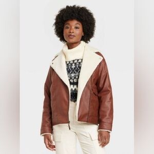 NWT Universal Thread Oversized Faux Leather Moto Jacket Coat, small